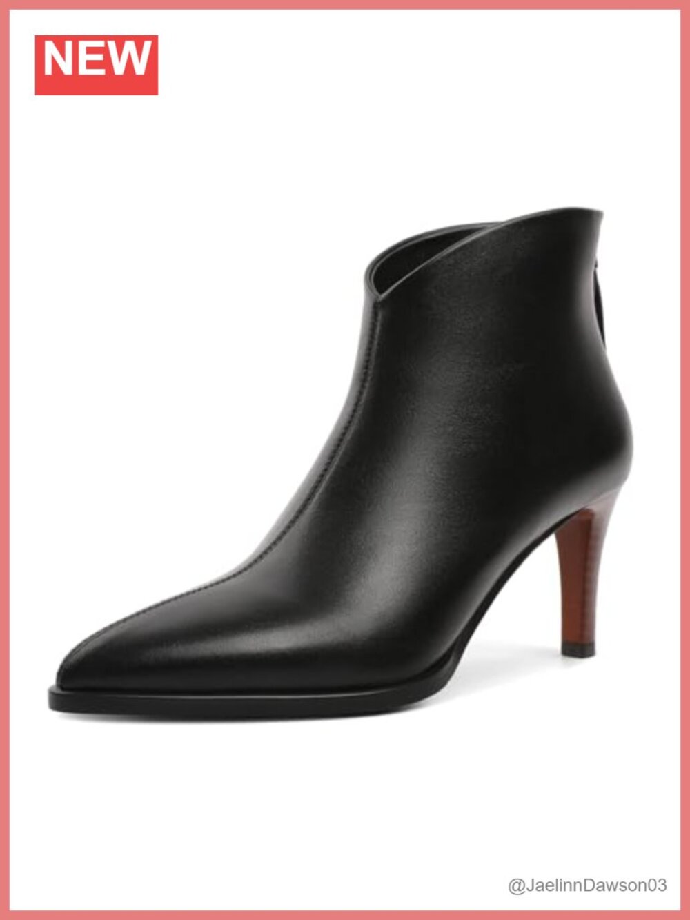 Faux Leather Ankle Boots Kitten Stiletto Heel Pointed Toe Side Zipper